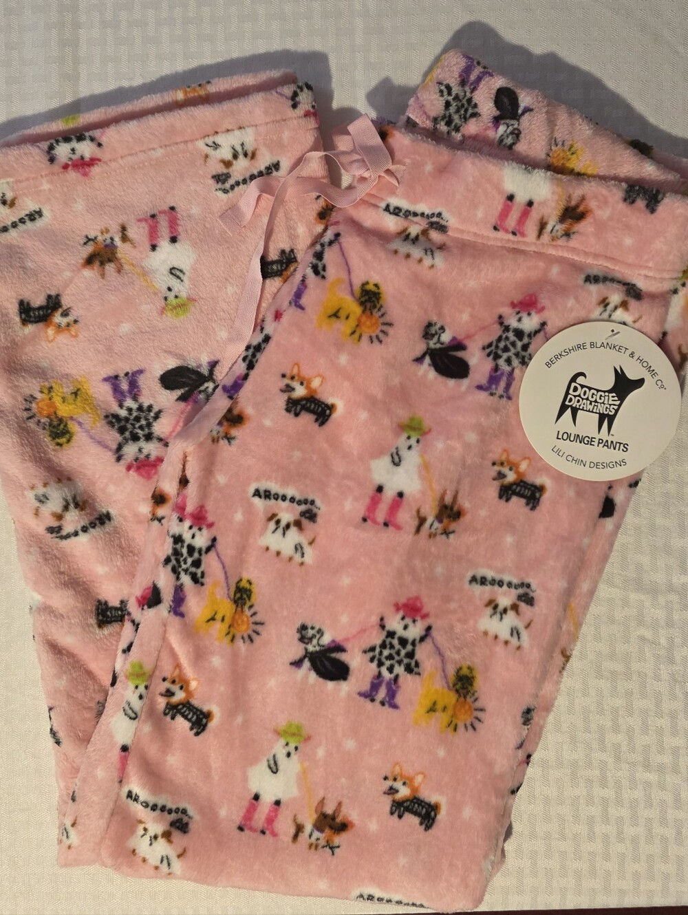 Berkshire Pink Dog Print Plush Lounge Pajama Pants